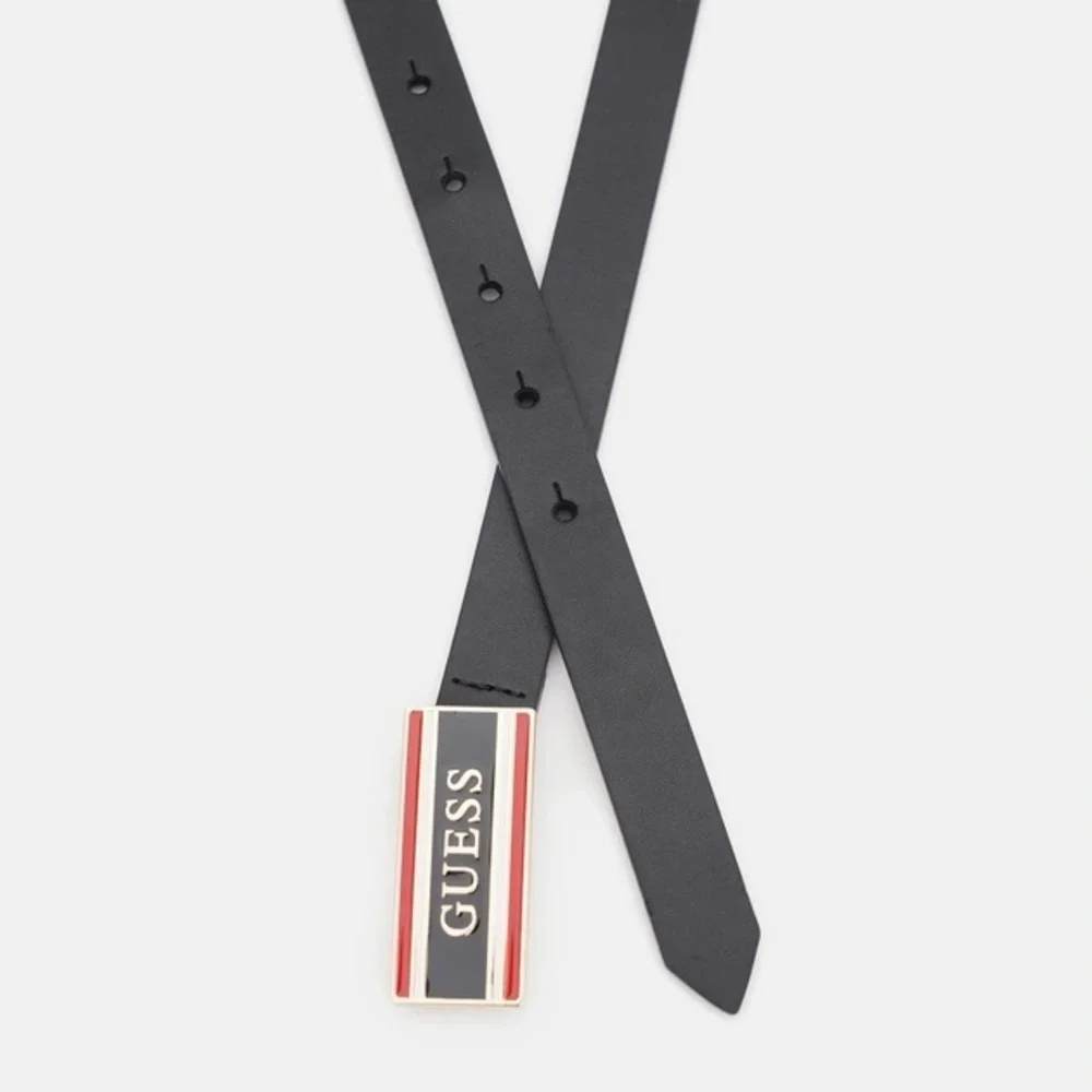 New Guess Women’s Black Belt with Red Accent